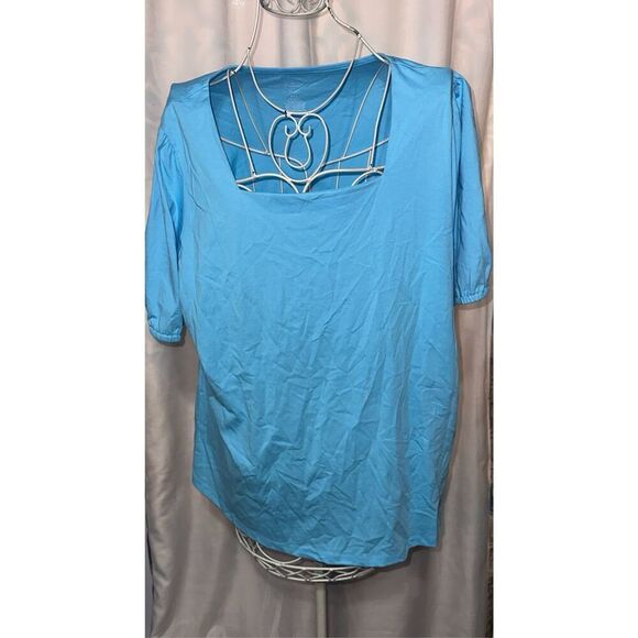 NEW WITH TAGS WOMEN St. John’s bay womens square neck shirt top PLUS size 2XL bl - Picture 1 of 5